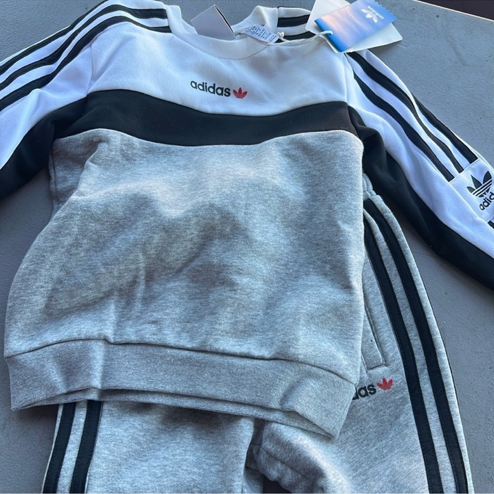 adidas Kids Matching Set in Black, White, and Gray